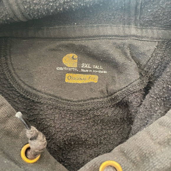 Carhartt Men's Charcoal Hoodie with Sleeve Logo - Picture 6 of 7